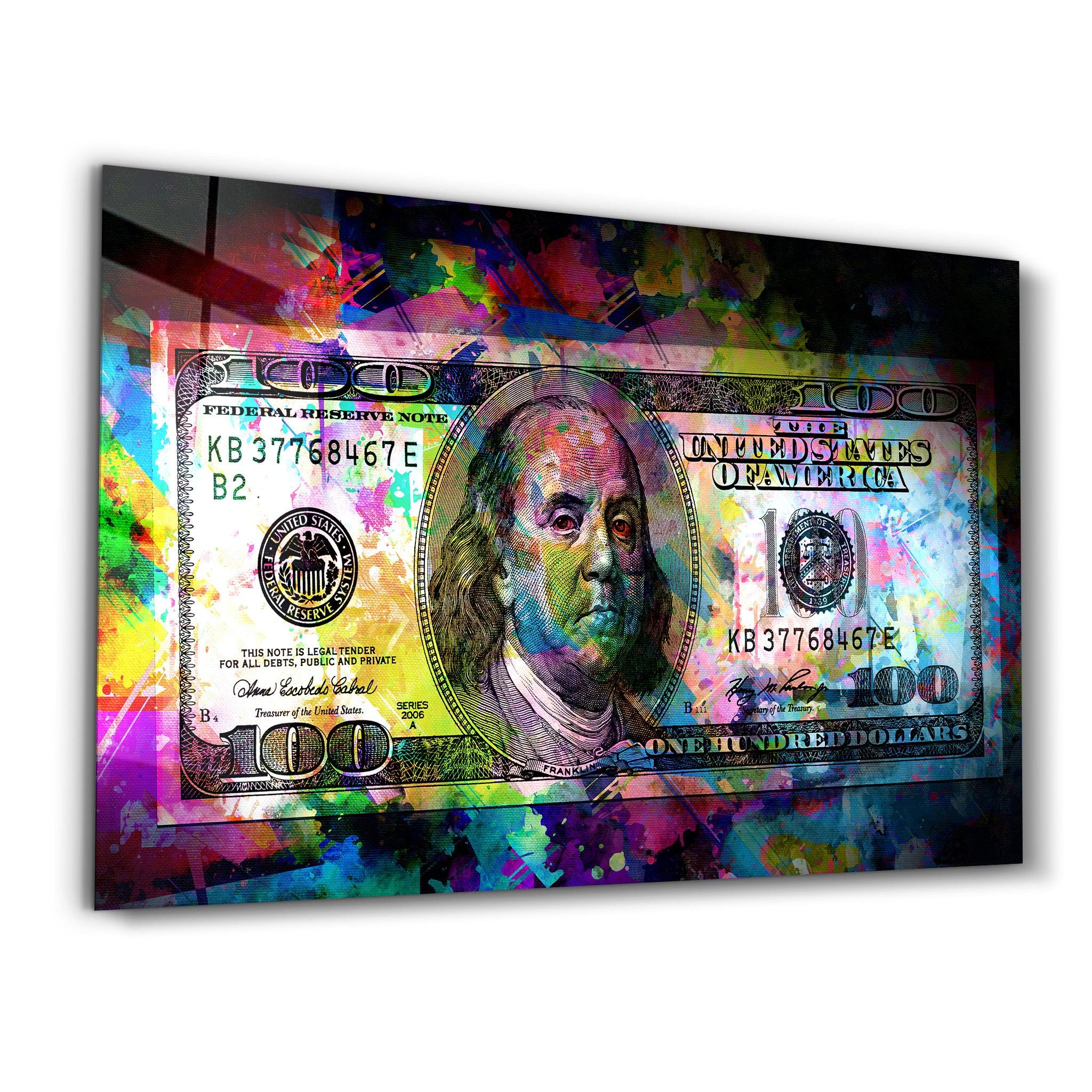 Benjamin The Hundred Bucks | Glass Wall Art - Artdesigna