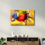 Abstract Colorful Parrot | Glass Wall Art - Artdesigna