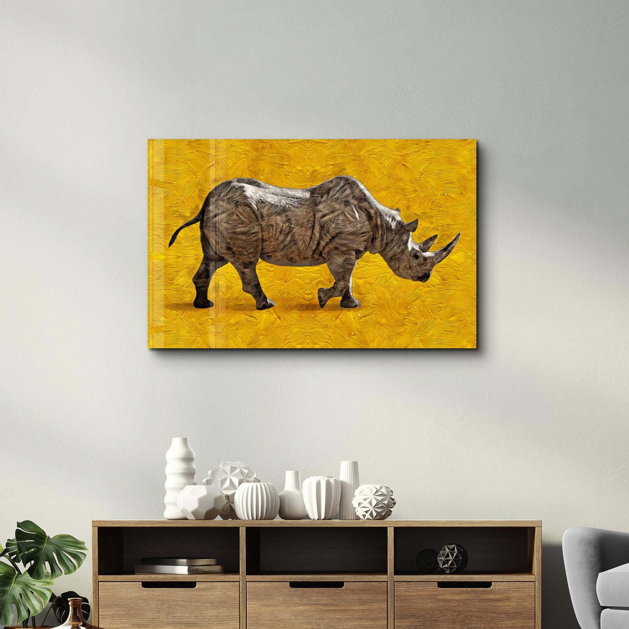 Abstract Rhino | Glass Wall Art - Artdesigna