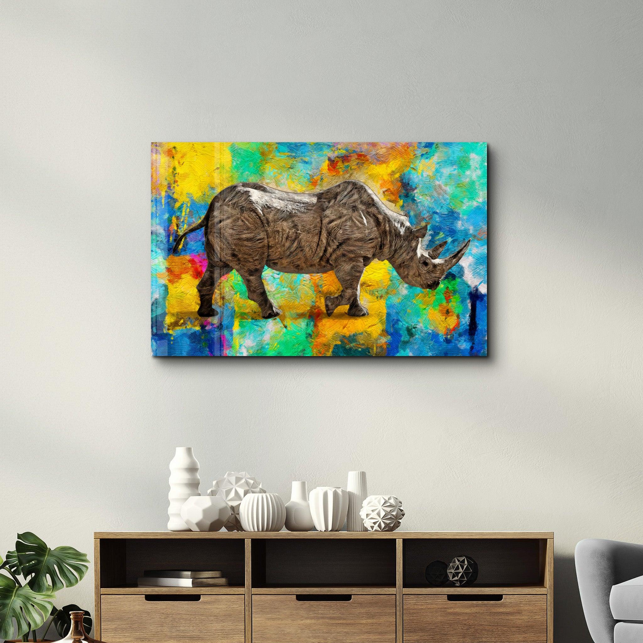 Abstract Rhino V2 | Glass Wall Art - Artdesigna