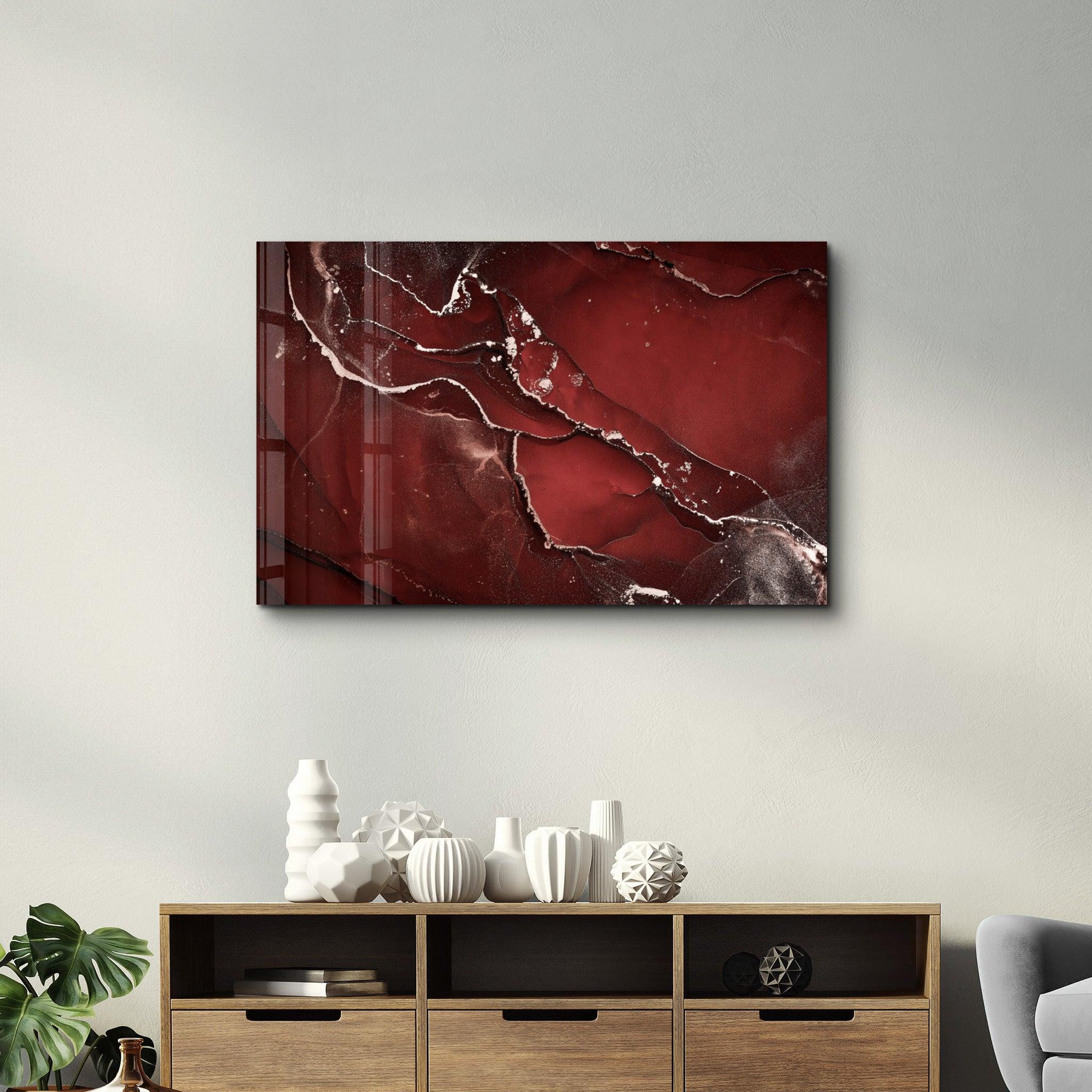 Abstract Red Pattern | Glass Wall Art - Artdesigna