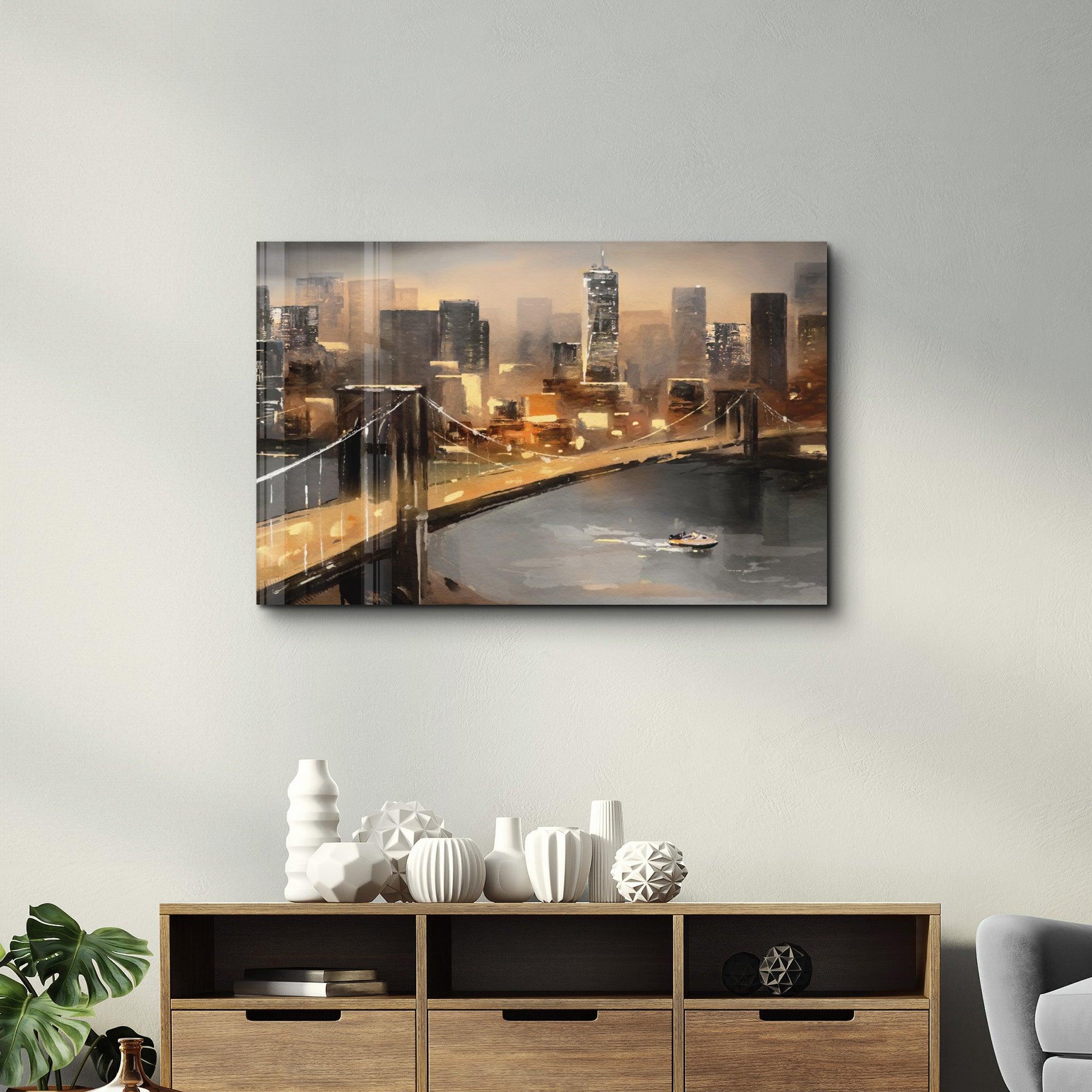 Oil Painting Bridge | Glass Wall Art - Artdesigna