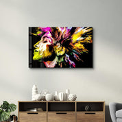 Abstract Colorful Woman Portrait V2 | Glass Wall Art - Artdesigna