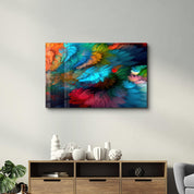 Colorful Plumes | Glass Wall Art - Artdesigna