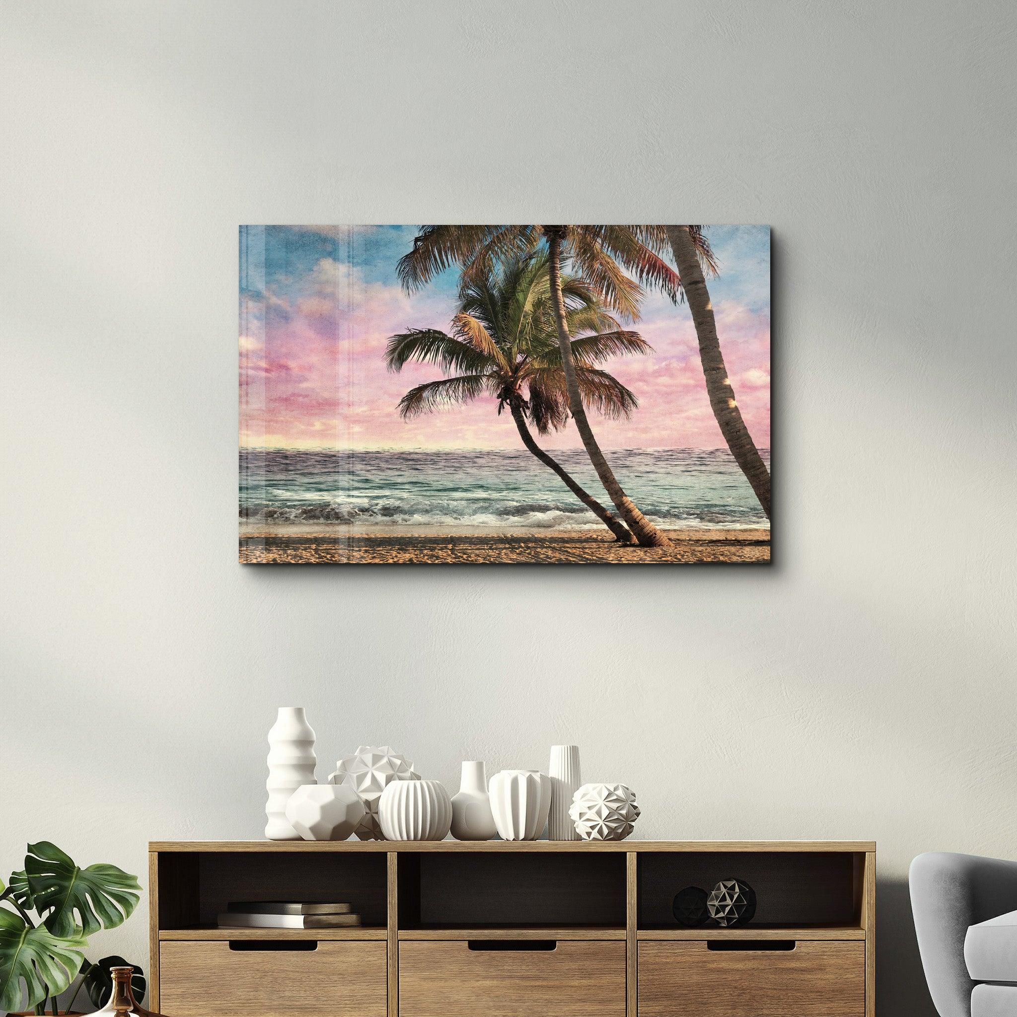 Oil Painting Of The Tropical | Glass Wall Art - Artdesigna