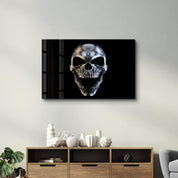 Silver Skull | Glass Wall Art - Artdesigna