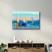 Boats Oil Painting | Glass Wall Art - Artdesigna