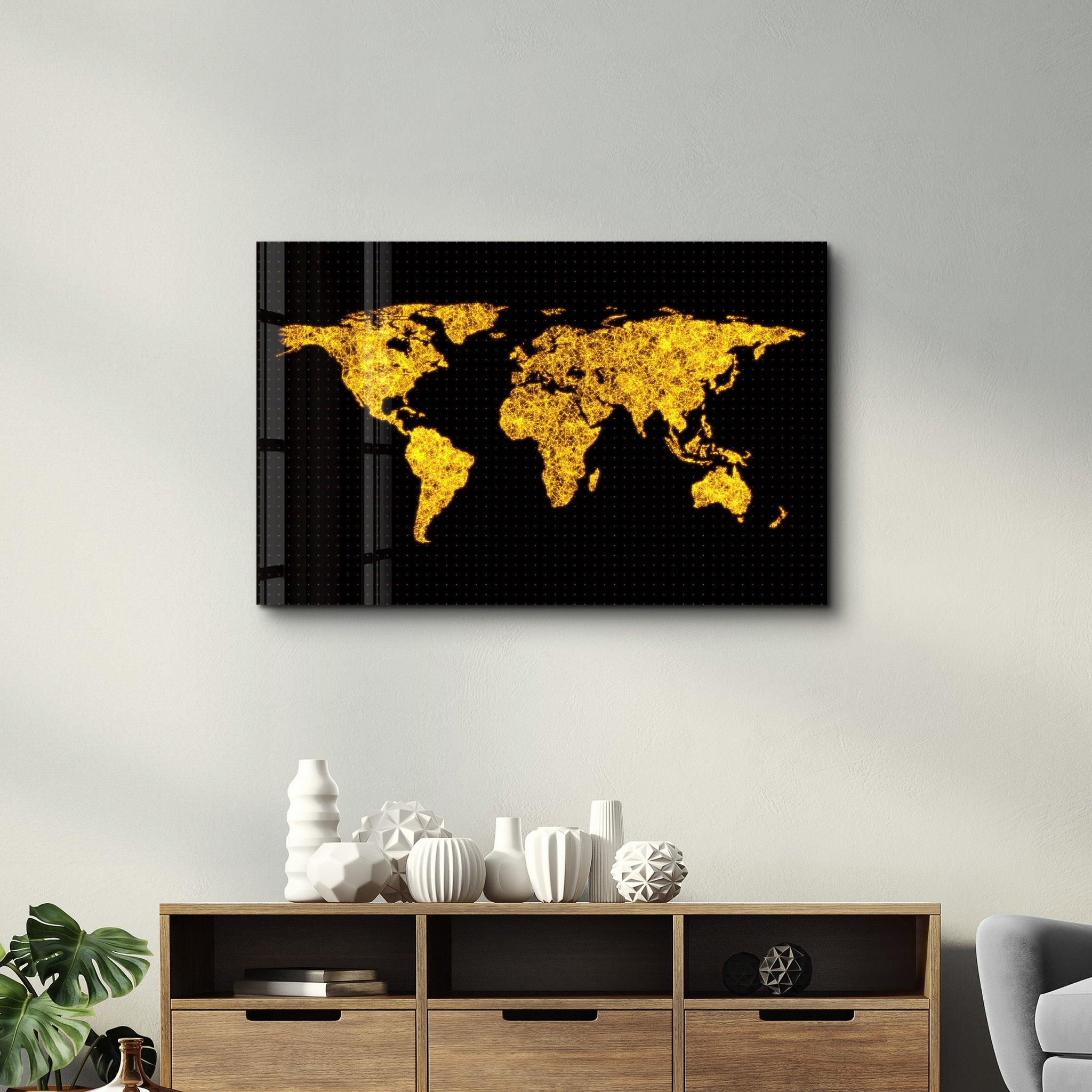 The Network Of The World | Glass Wall Art - Artdesigna