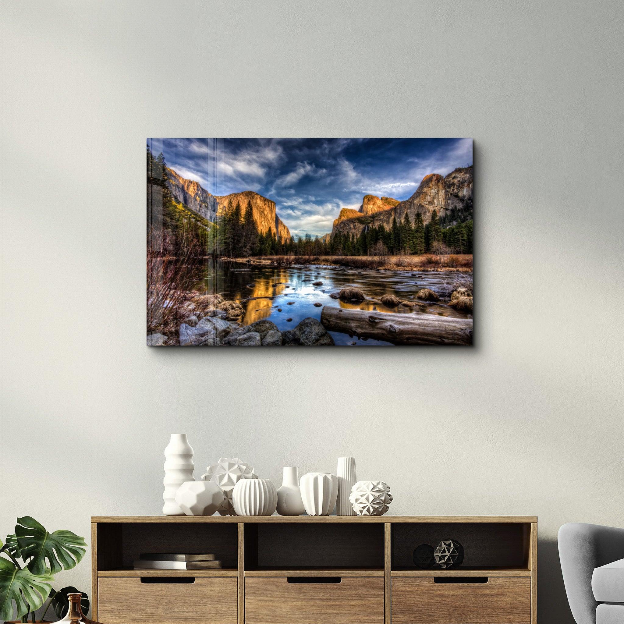 Yosemite Valley - Lake | Glass Wall Art - Artdesigna