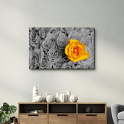 Yellow Rose | Glass Wall Art - Artdesigna