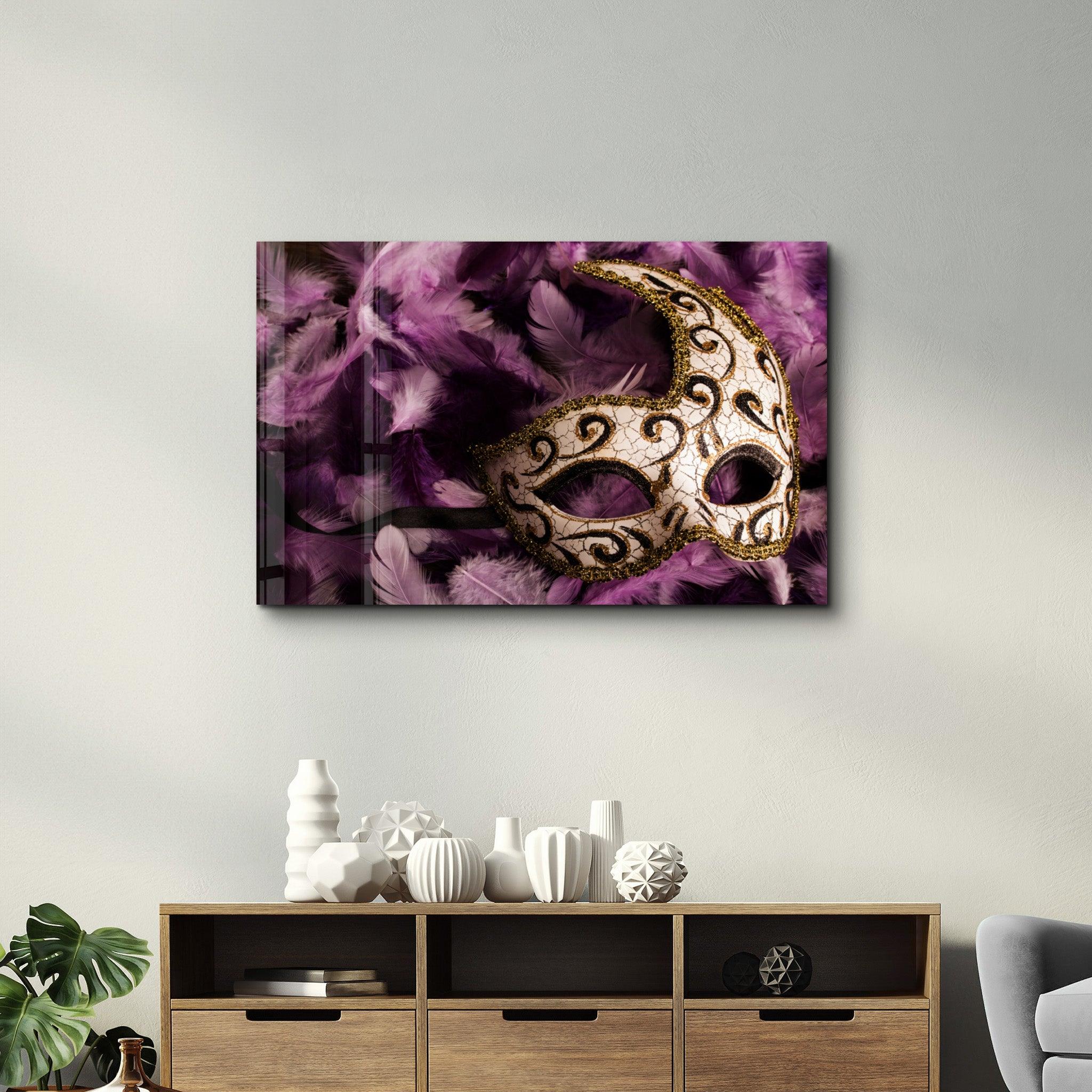 Venetian Mask | Glass Wall Art - Artdesigna