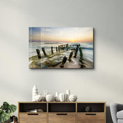 Pier Ruin | Glass Wall Art - Artdesigna