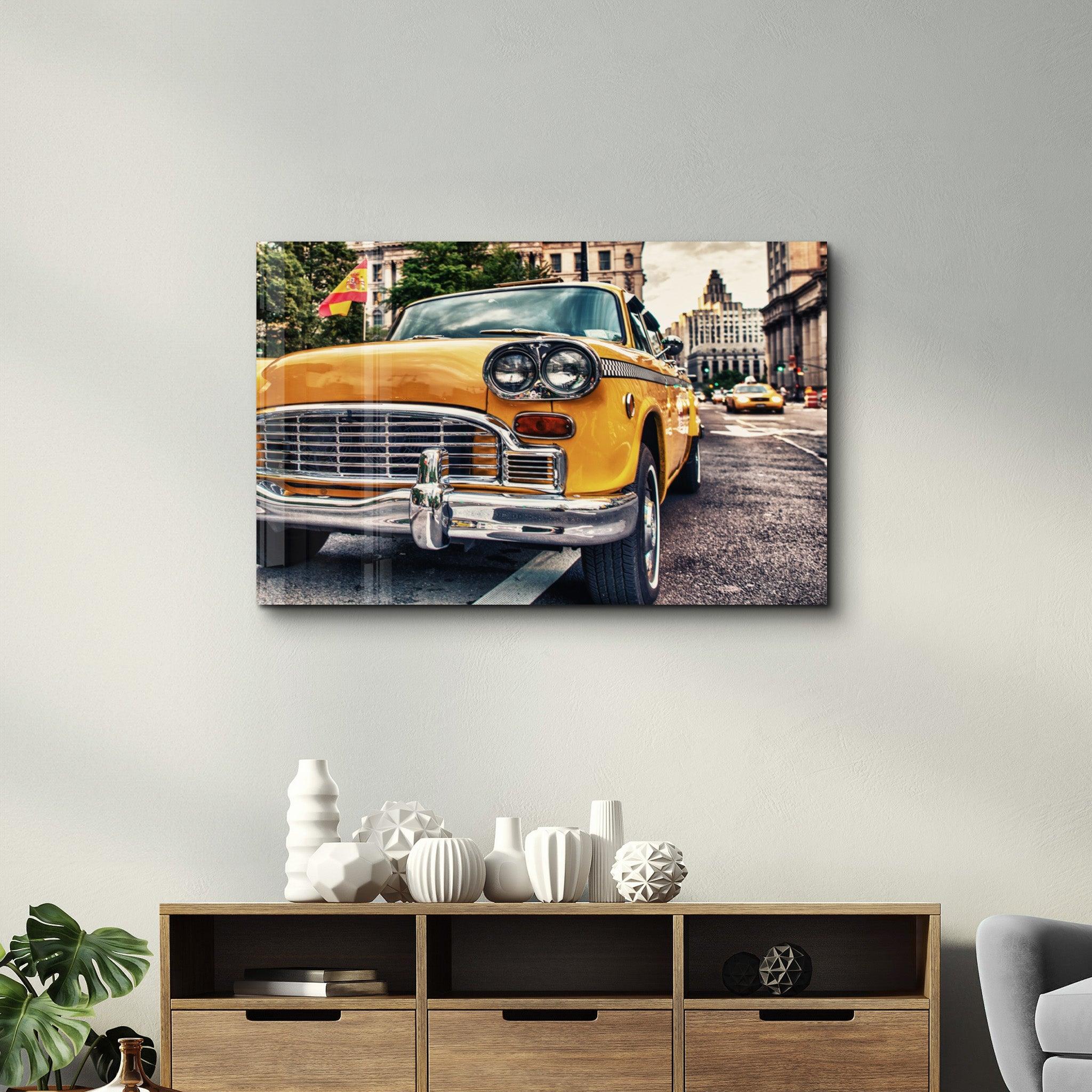 Classic Taxi | Glass Wall Art - Artdesigna