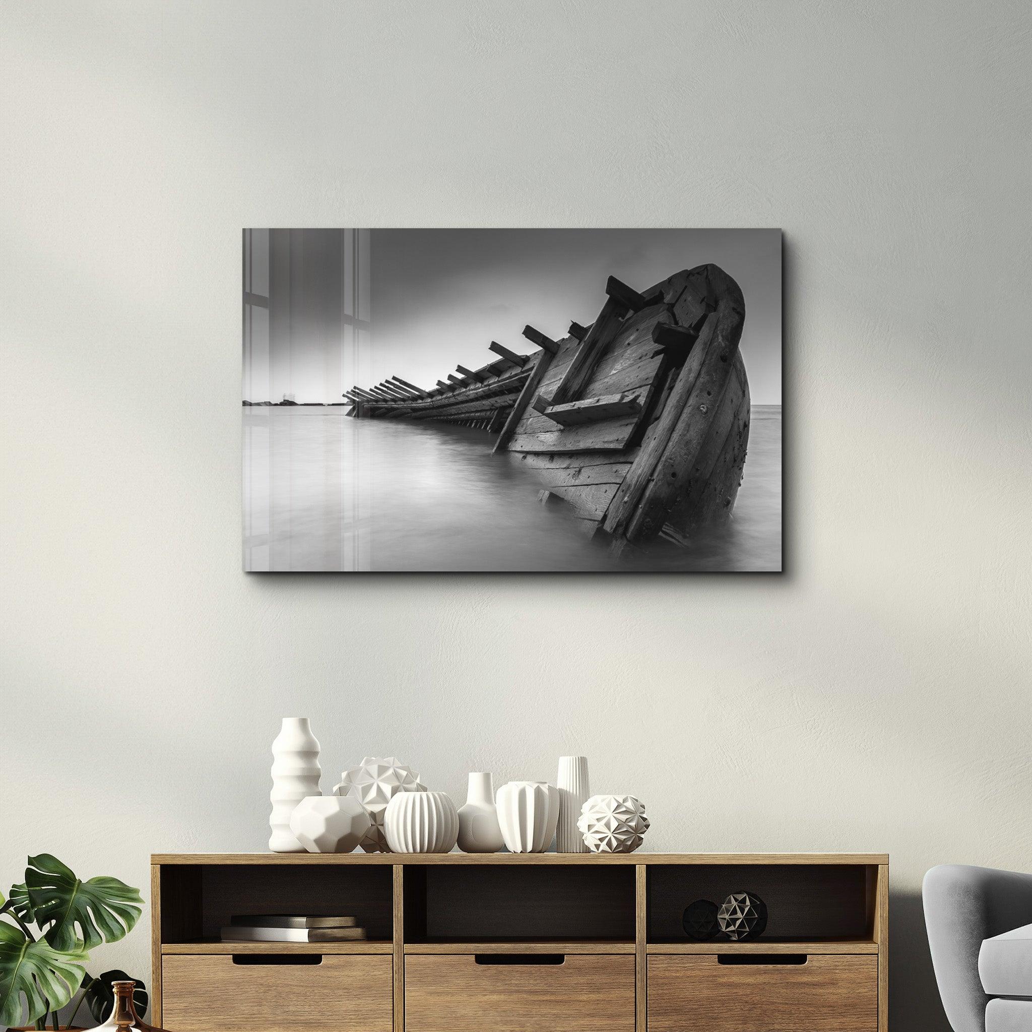 Shipwreck | Glass Wall Art - Artdesigna