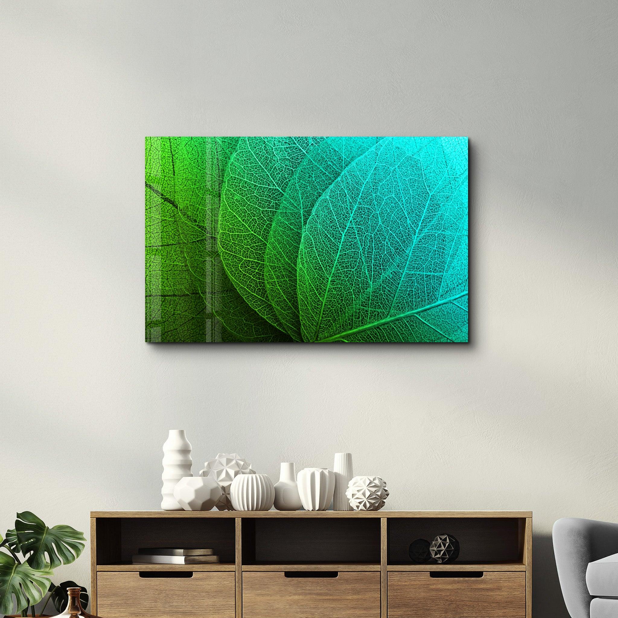 Green Leaf 2 | Glass Wall Art - Artdesigna