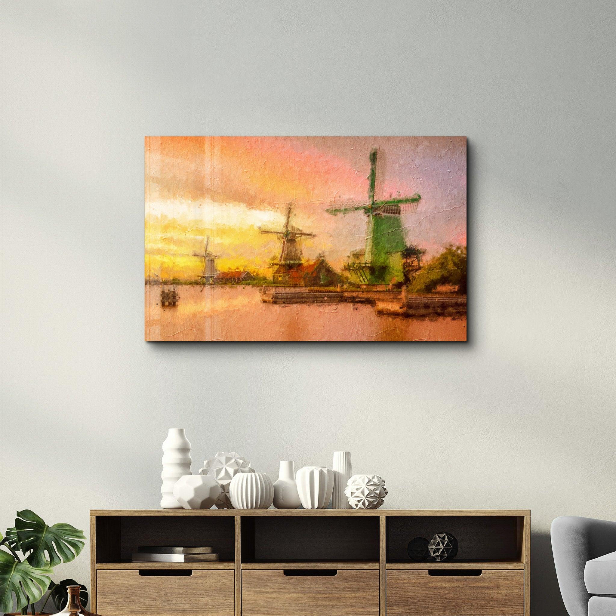 Windmills | Glass Wall Art - Artdesigna