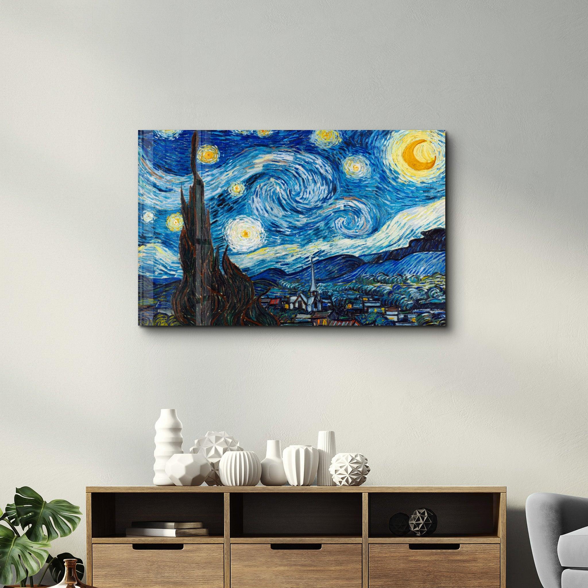 Van Gogh The Starry Night | Glass Wall Art - Artdesigna