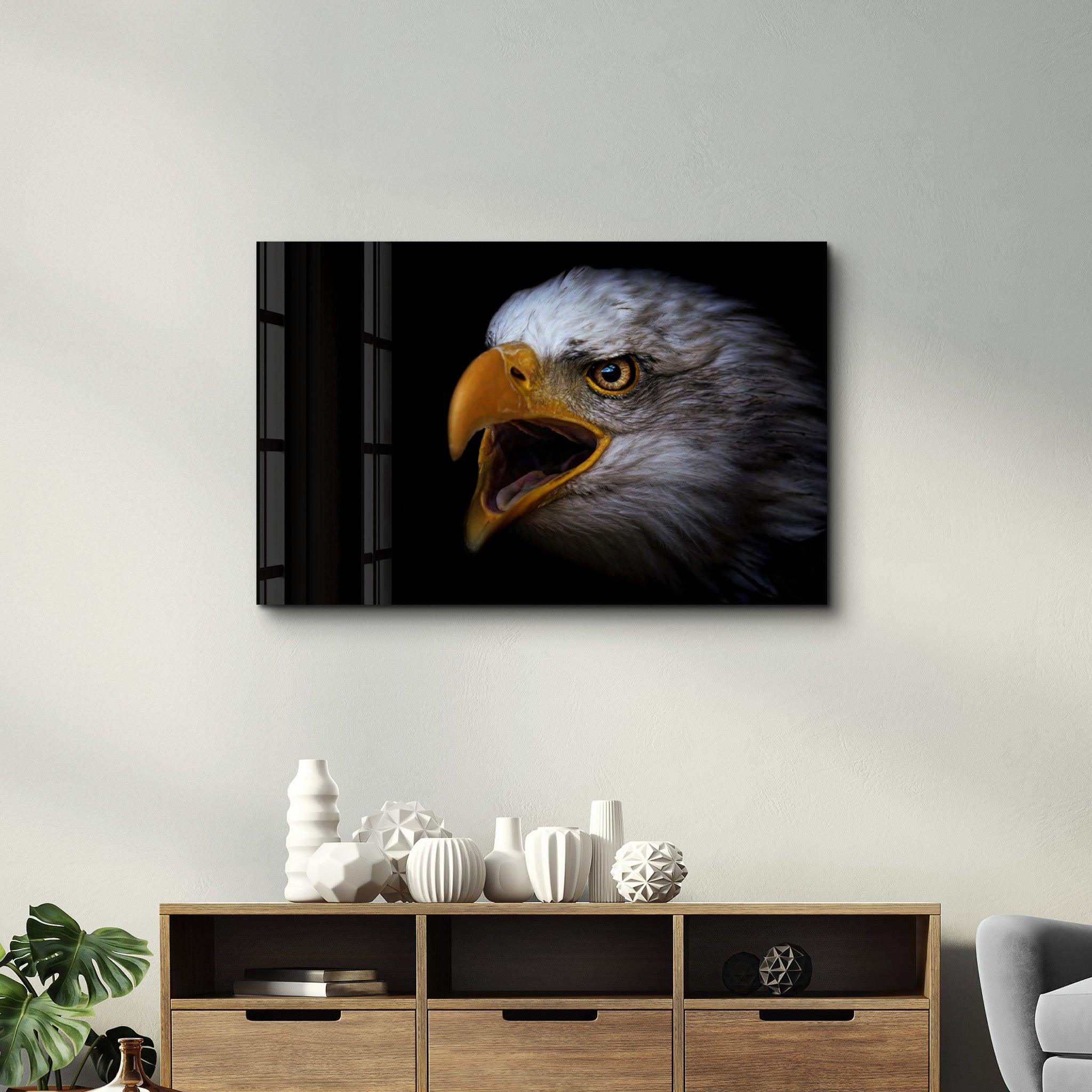 Eagle Scream | Glass Wall Art - Artdesigna