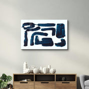 Blue Brush Marks | Glass Wall Art - Artdesigna