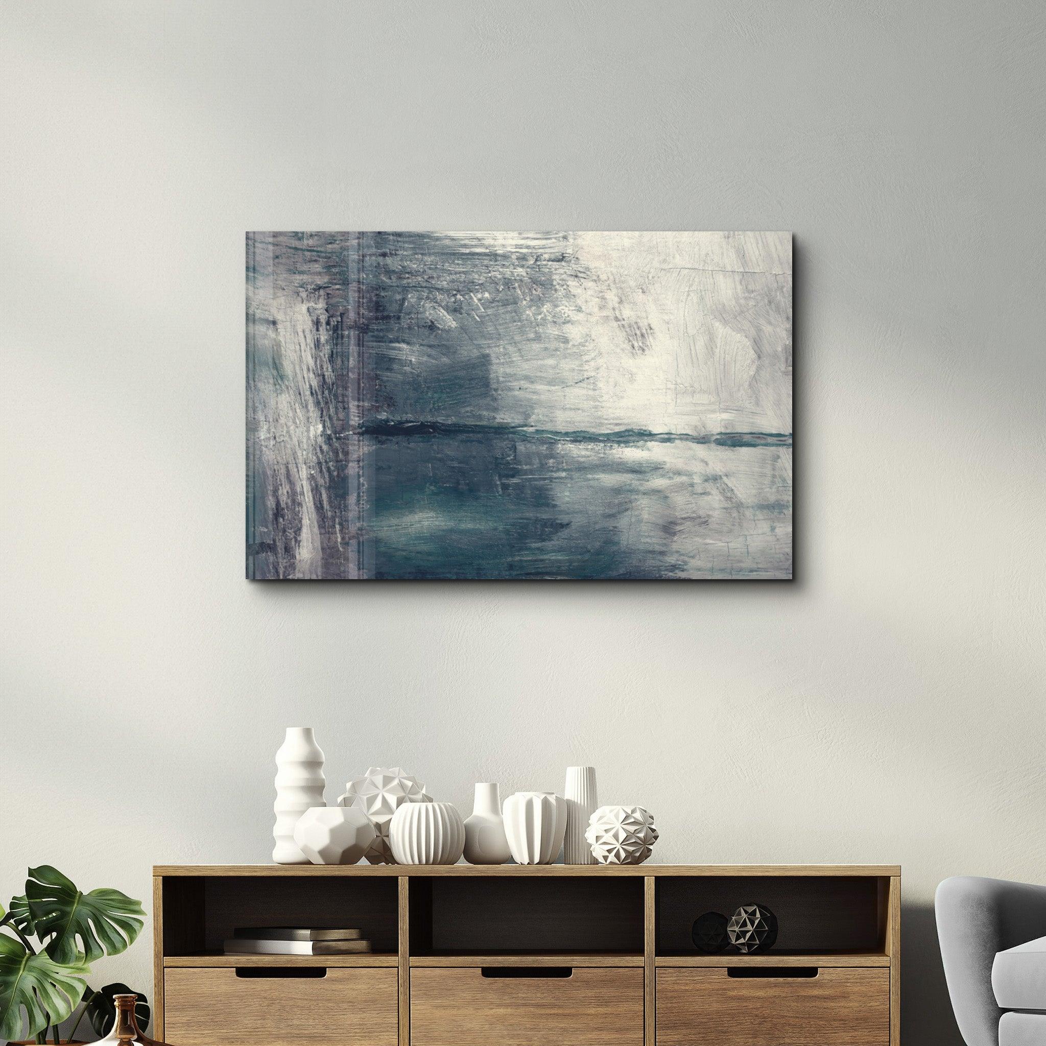 Abstract Gray Sea | Glass Wall Art - Artdesigna