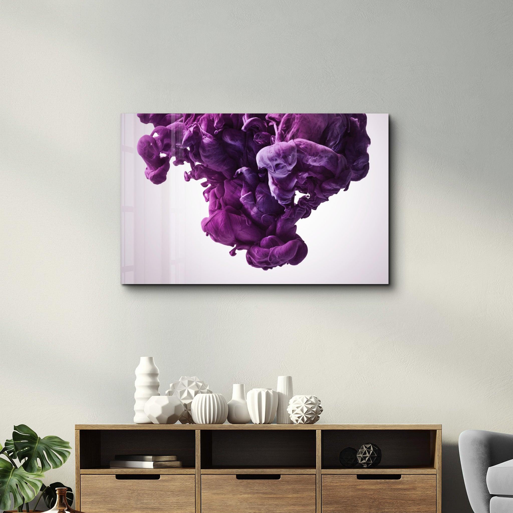 Purple Smoke | Glass Wall Art - Artdesigna