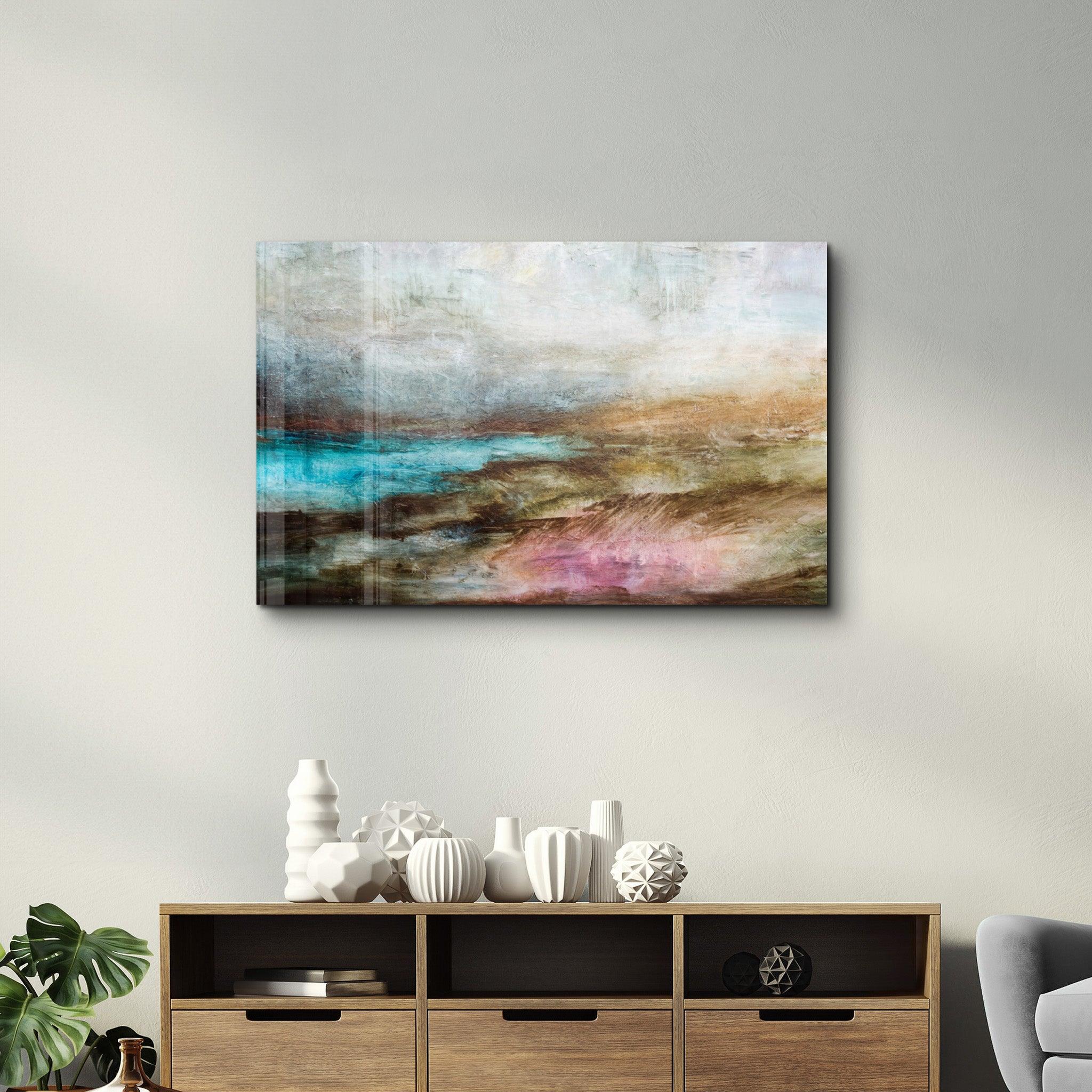 Lake Abstract Oil Painting | Glass Wall Art - Artdesigna