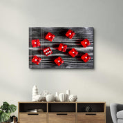 Red Dice | Glass Wall Art - Artdesigna