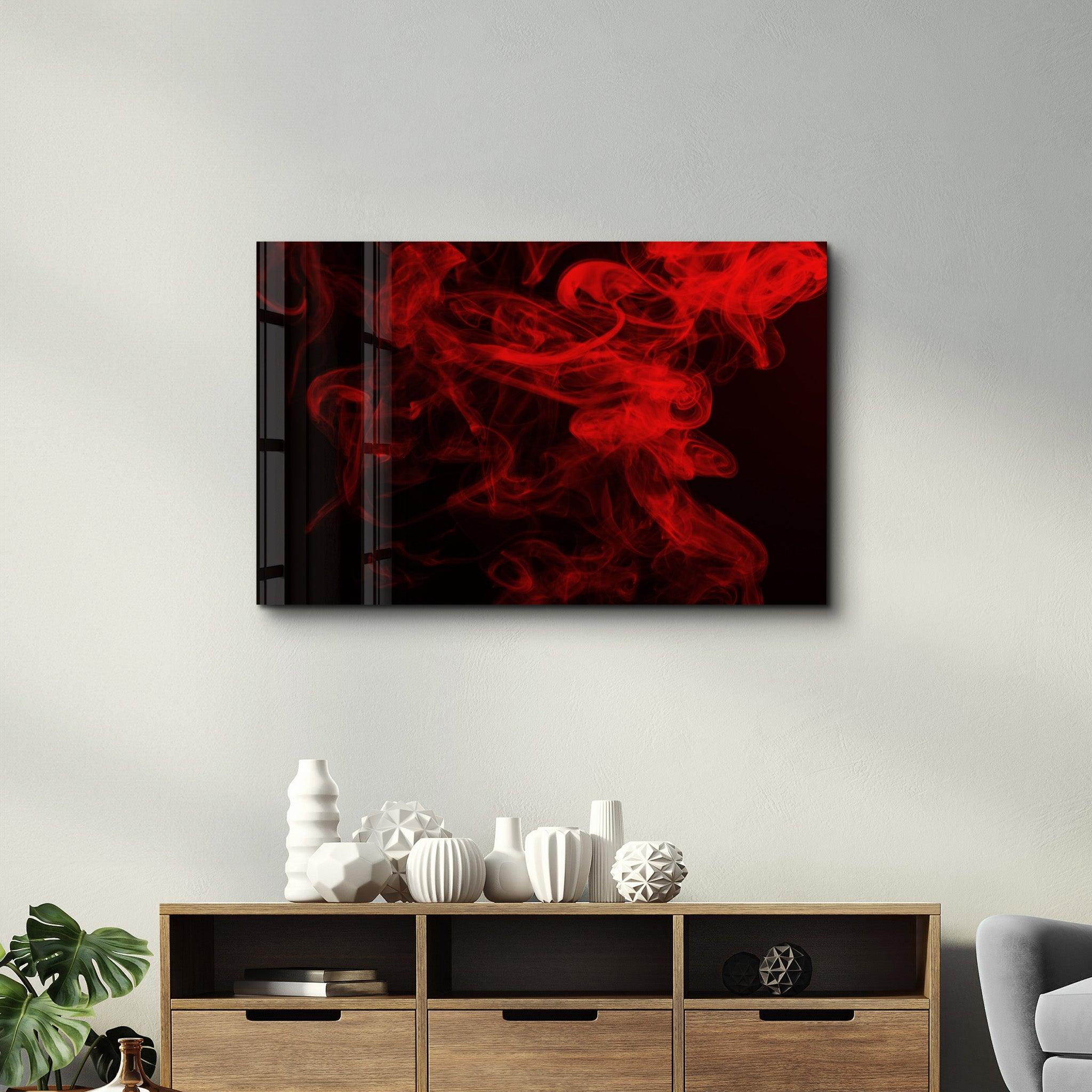 Red Smoke2 | Glass Wall Art - Artdesigna