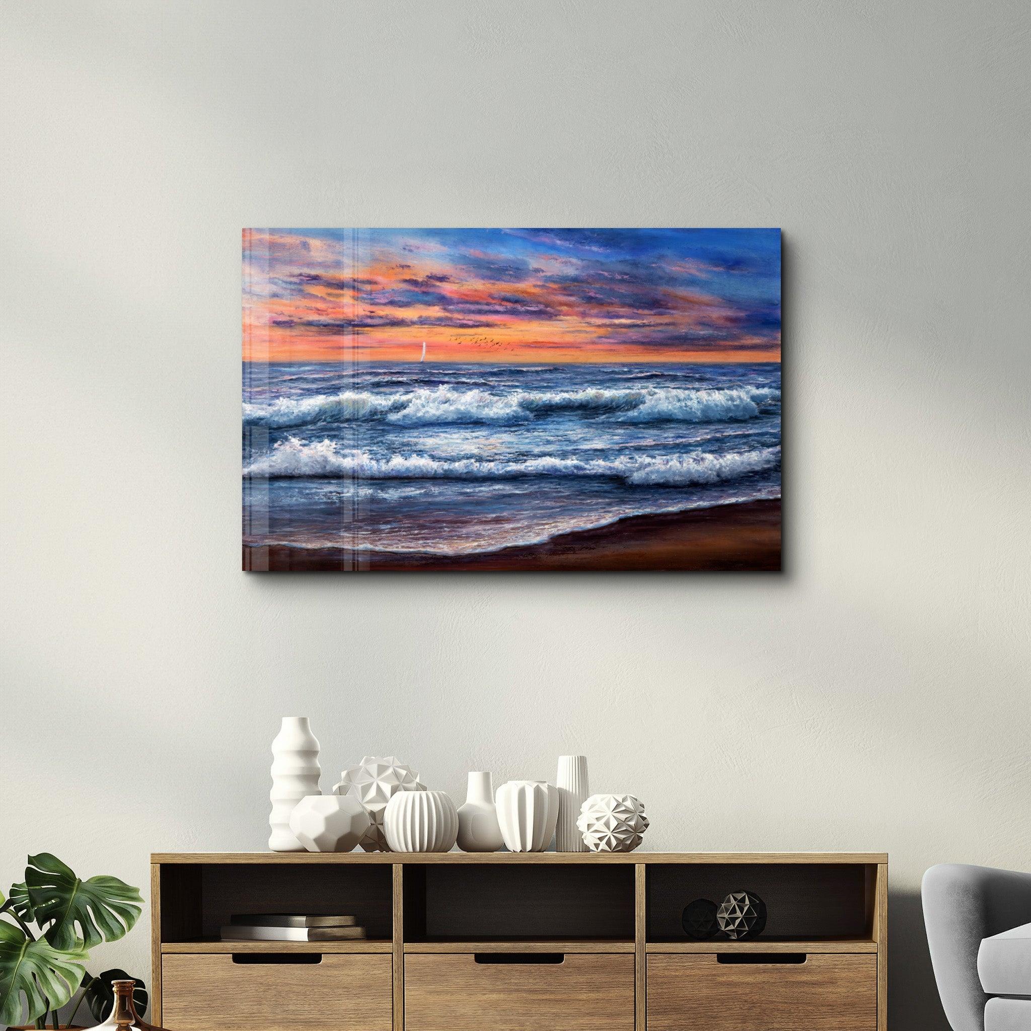 Waves | Glass Wall Art - Artdesigna