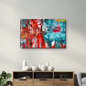 Red and Blue Symphony | Glass Wall Art - Artdesigna