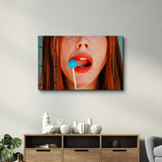 Blue Lollipop | Glass Wall Art - Artdesigna