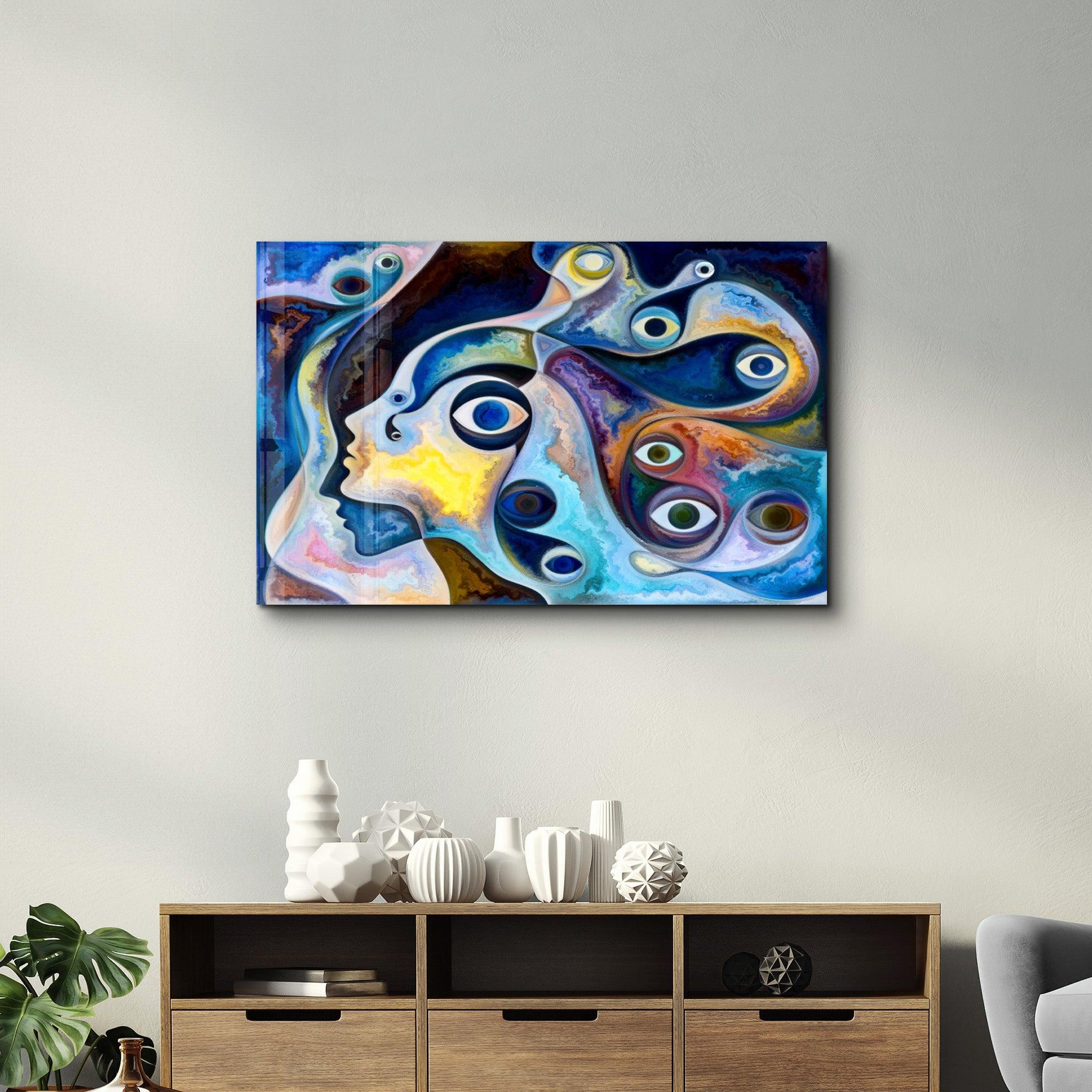 Eyes Abstract | Glass Wall Art - Artdesigna