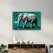 Elephant Green | Glass Wall Art - Artdesigna