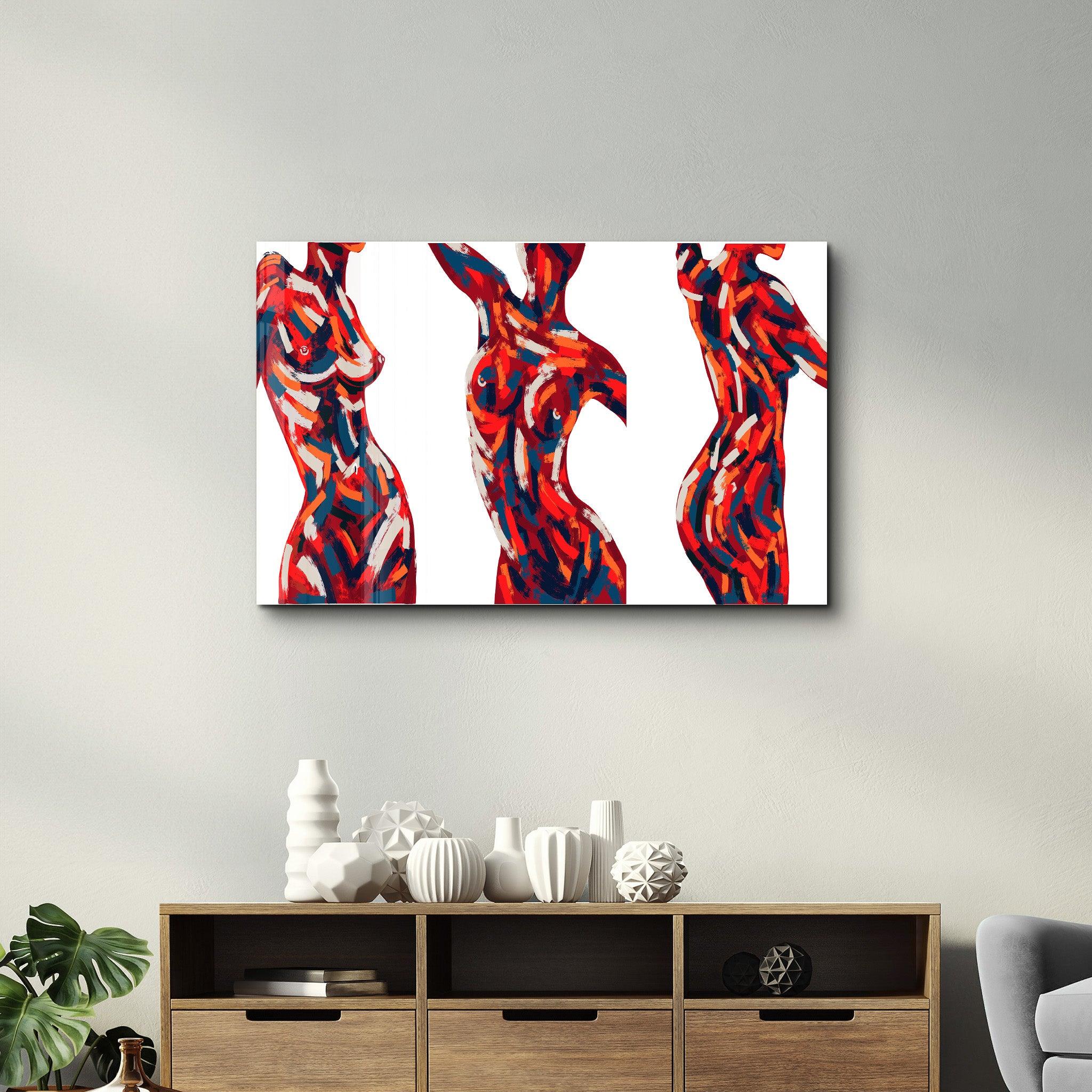 Abstract Bodies | Designer's Collection Glass Wall Art - Artdesigna