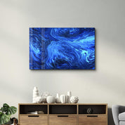 Lava Pattern - Blue | Designer's Collection Glass Wall Art - Artdesigna