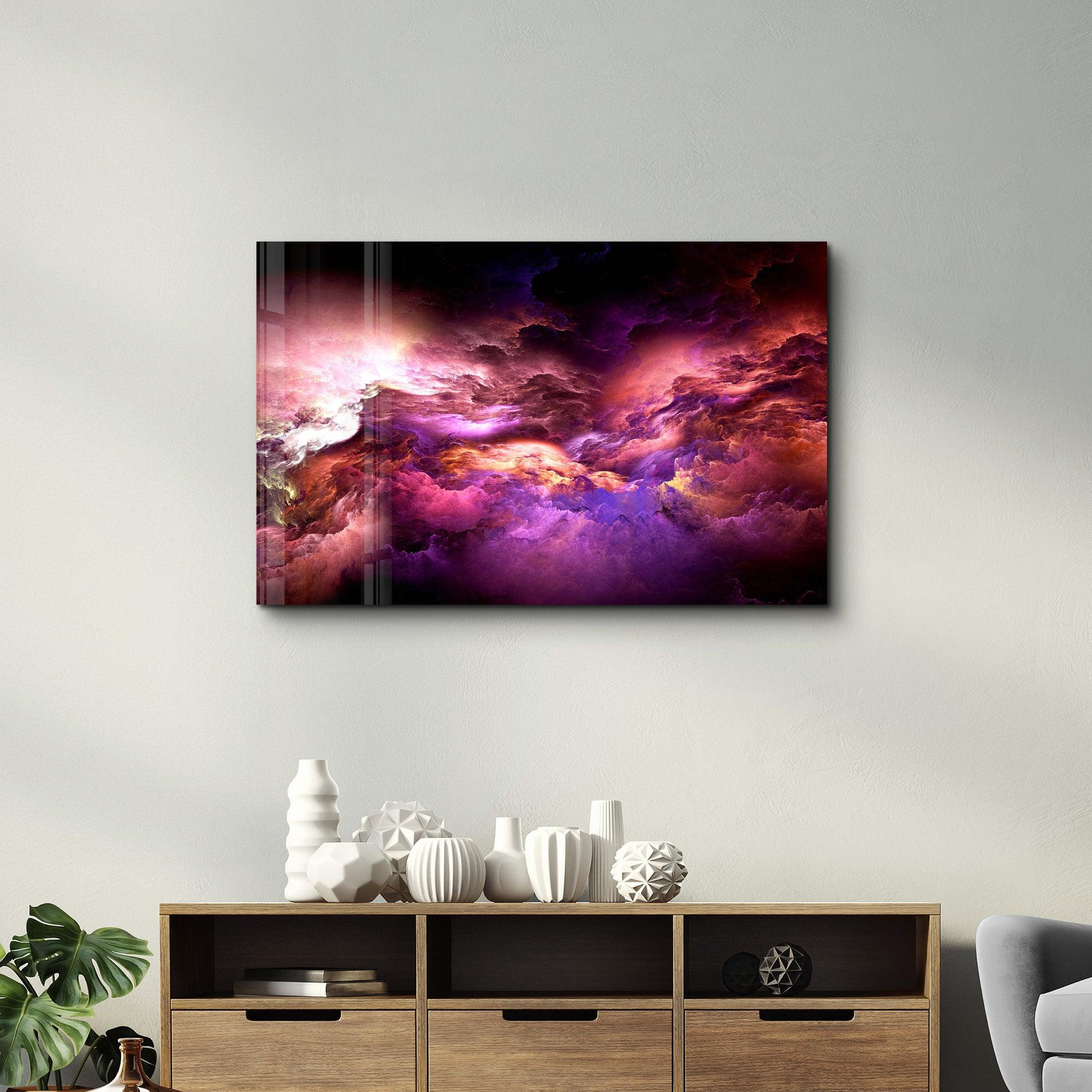 Mystic Sky Purple Tones | Glass Wall Art - Artdesigna