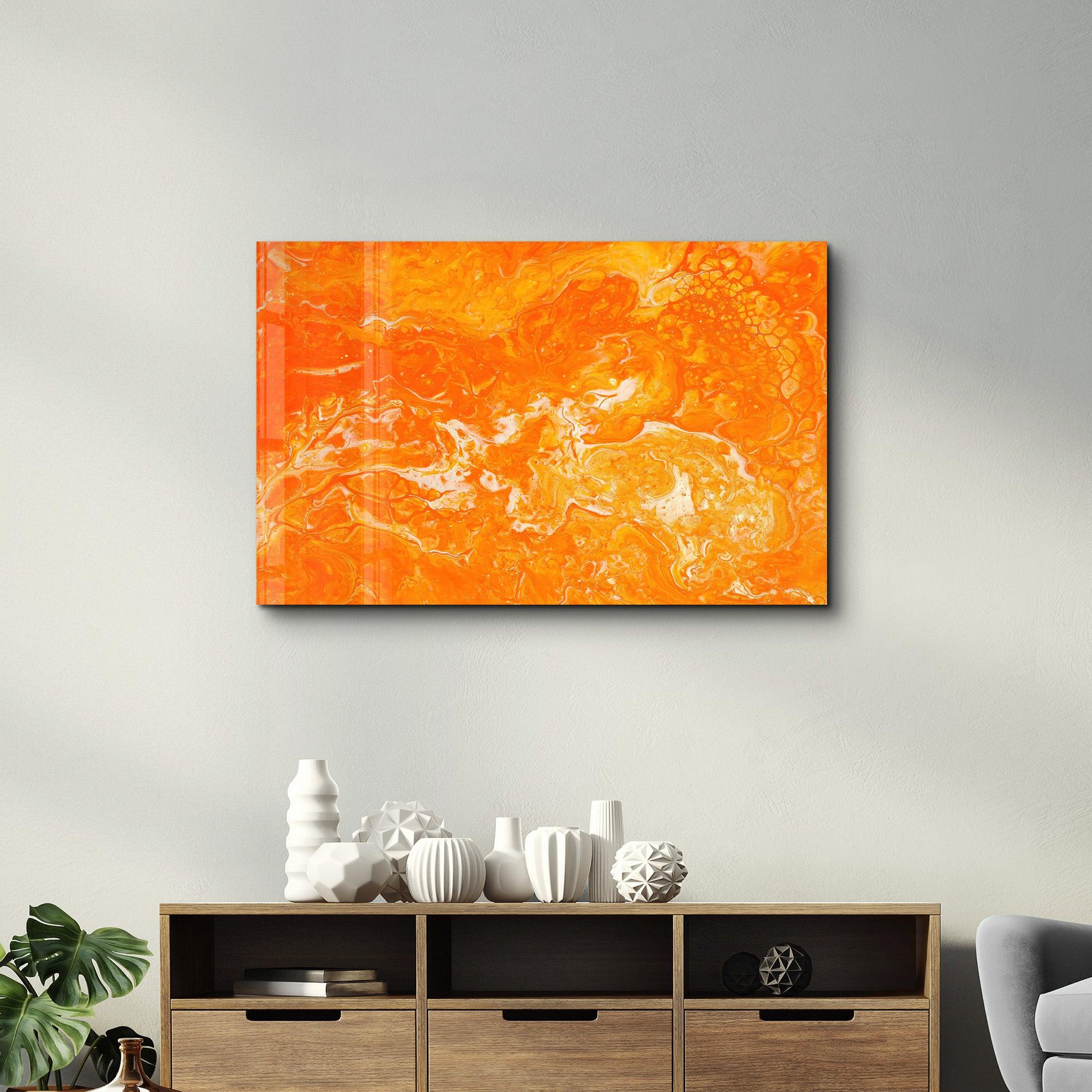 Marble Collection H18 - Orange Juice | Glass Wall Art - Artdesigna