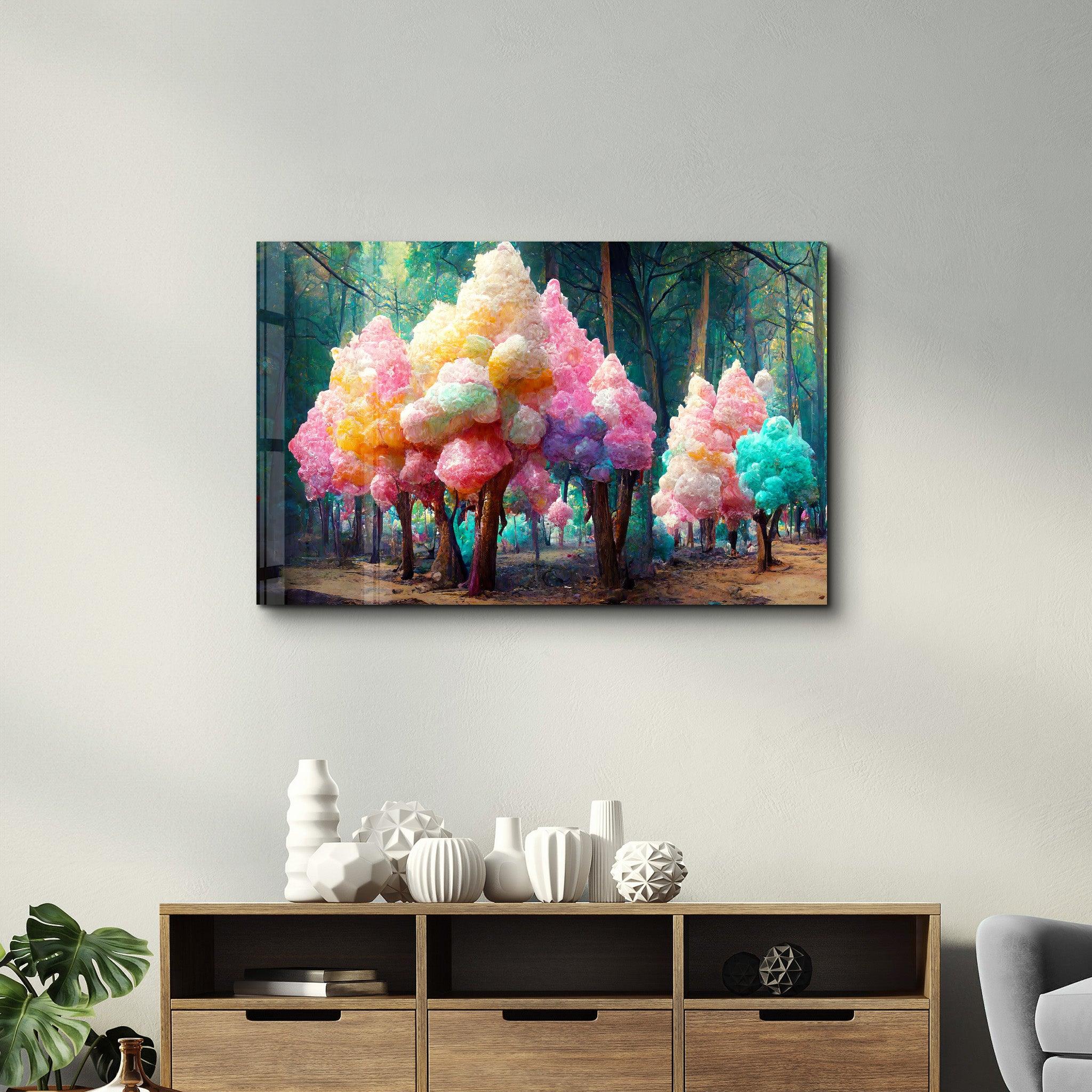 Cotton Candy Forest | Secret World Collection Glass Wall Art - Artdesigna