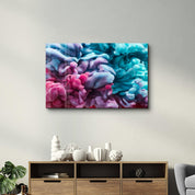 Pink and Blue Smokes | Glass Wall Art - Artdesigna