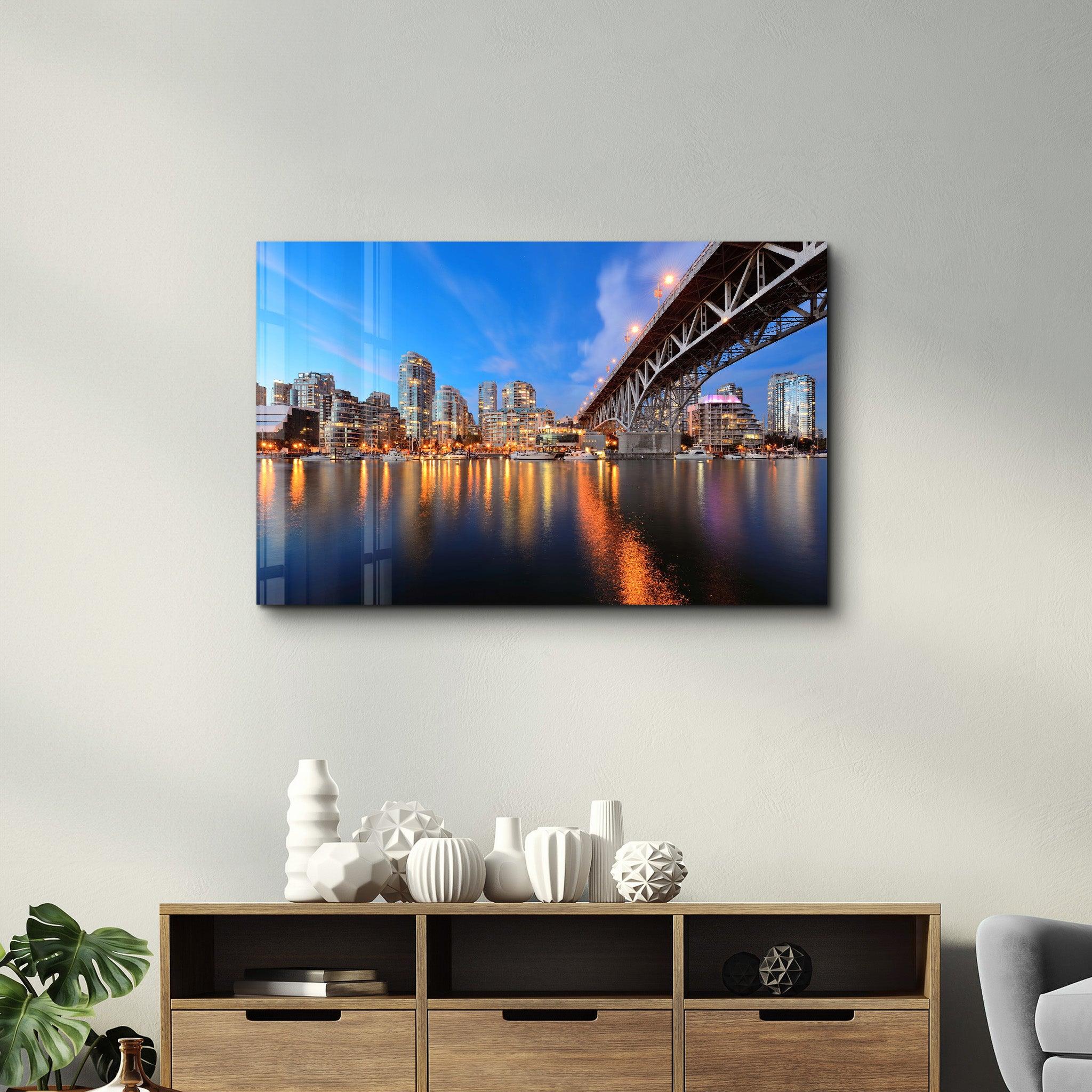 Vancouver - Canada Skyline | Glass Wall Art - Artdesigna