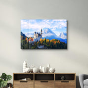 Beautiful view of Neuschwanstein castle in the Bavarian Alps, Germany | Glass Wall Art - Artdesigna