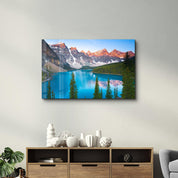 Dawn over Moraine Lake in Canada's Banff National Park | Glass Wall Art - Artdesigna