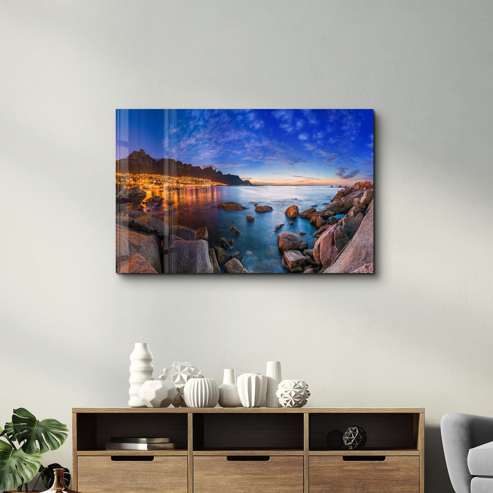 Cape Town's Table Mountain, Lions head & Twelve Apostles | Glass Wall Art - Artdesigna