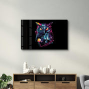 Owl Neo | Glass Wall Art - Artdesigna