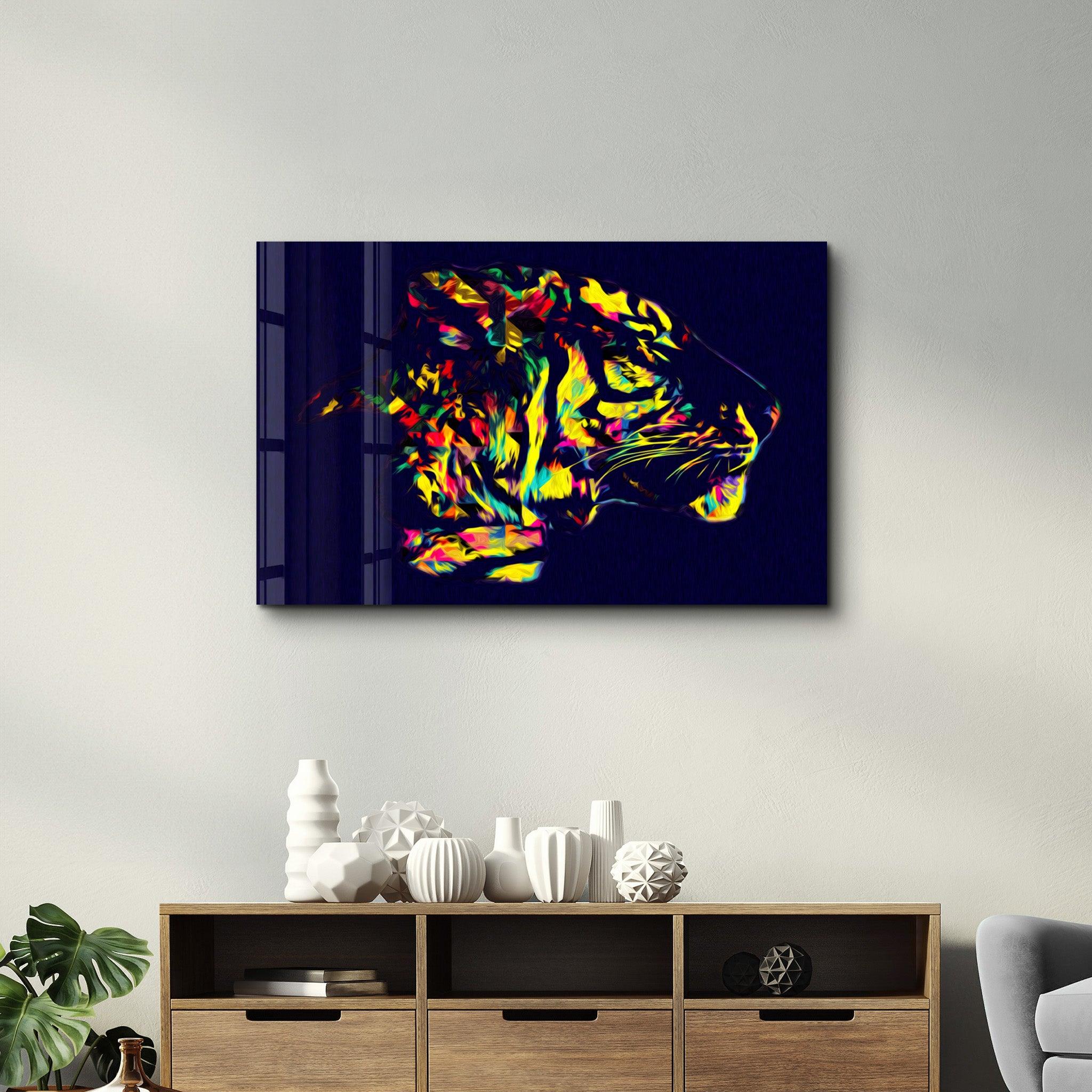 Colormix Tiger | Glass Wall Art - Artdesigna