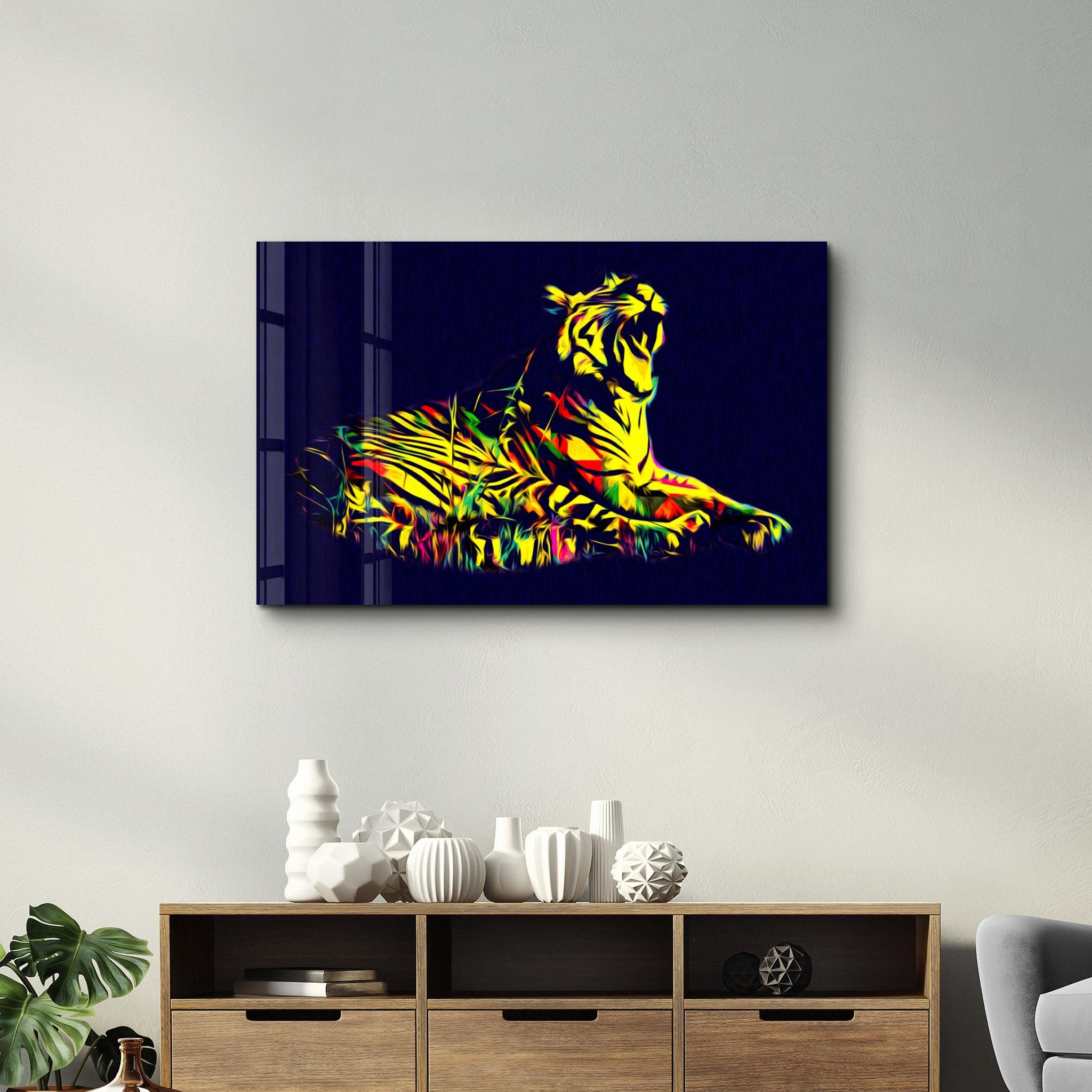 Colormix Tiger 2 | Glass Wall Art - Artdesigna