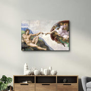 Michelangelo - The Creation of Adam | Glass Wall Art - Artdesigna