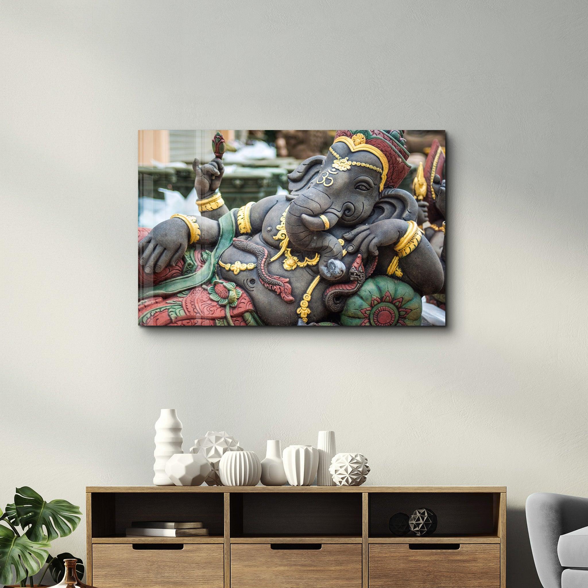 Lord Ganesha Sculpture | Glass Wall Art - Artdesigna