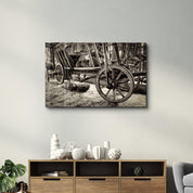 Old Wheel Cart | Glass Wall Art - Artdesigna