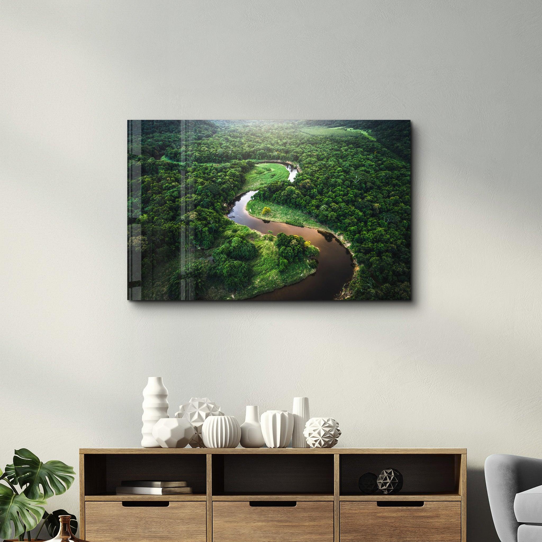 Meandering River | Glass Wall Art - Artdesigna